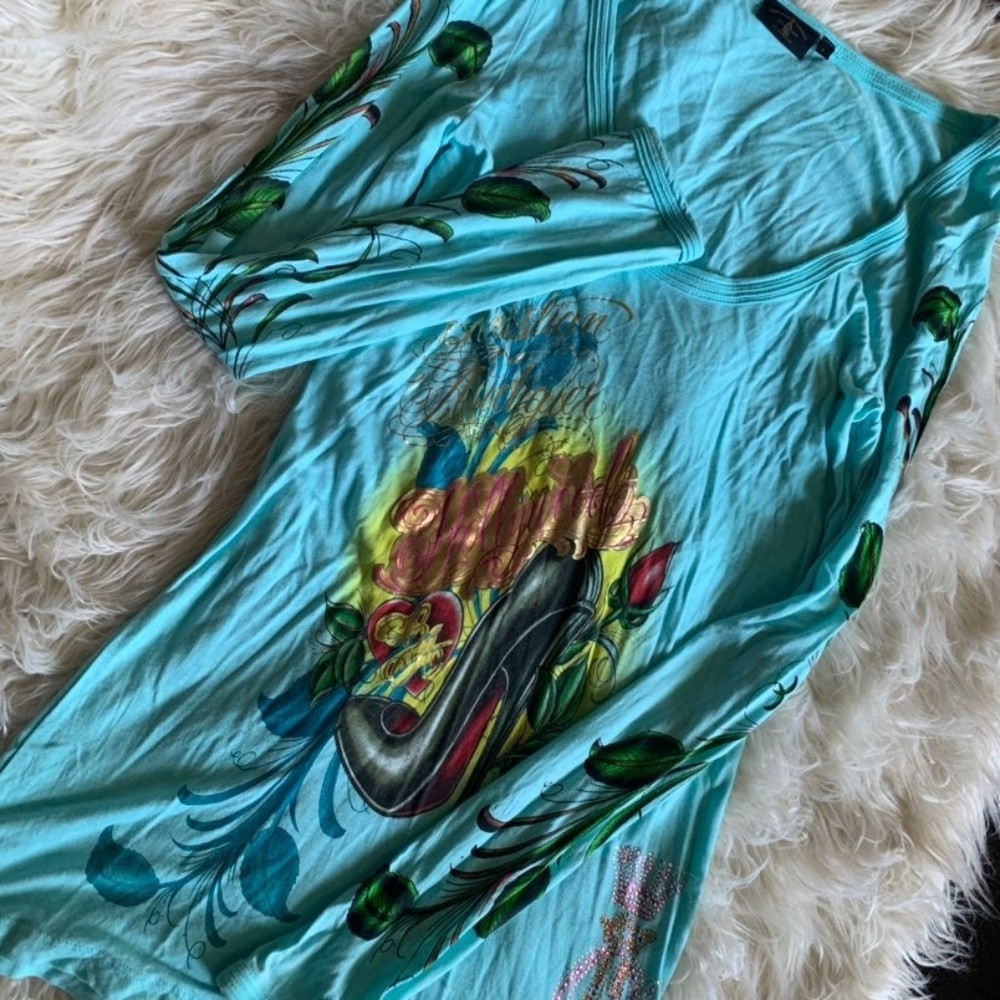 Christian Audigier Long Sleeve Blouse Large